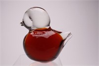 Two Tone Red & Clear Deocrative Bird Paperweight