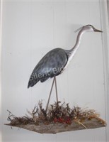 Hand Painted Blue Heron Wood Artwork