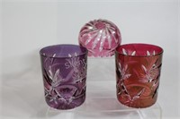 Cut to Clear Tall Whiskey Glasses & Rose Bowl