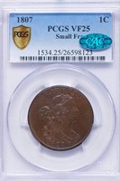 L1C 1807 SMALL FRACTION. PCGS VF25 CAC