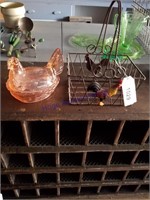 Chicken nester pink & wire basket