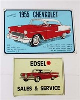 1955 Chevy and Edsel Metal Signs