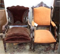 Lot of 2 Antique Chairs with Wooden Frames