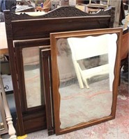 Lot of 3 Vanity Mirrors in Wood Frames