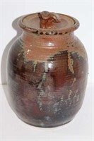 Drizzle Glaze Stoneware Lidded Pot