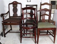 Lot of 5 Wooden Chairs