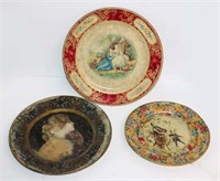 Lot of 4 Antique Decorated Tin Plates