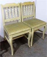 Lot of 2 Wooden Chairs, Upholstered Seats