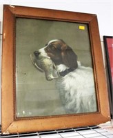 Vintage Dog Print in Ornate Wooden Frame