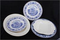 Platter and 2 blue plates