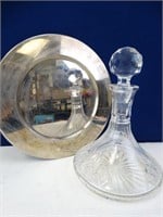 Cut Crystal Decanter on Silver Tray