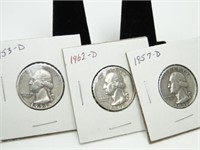 (3) Washington US Silver Quarters