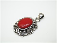 925 Silver & Red Gemstone Pendant