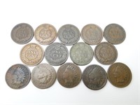 (14) Indian Head Pennies 1890's-1900s