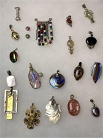 Glass & stone pendants marked .925