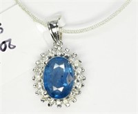14kt. White Gold Sapphire (3.5ct) Pendant with 20