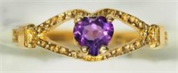 14kt. Gold Baby Ring with Heart Shaped Amethyst.