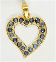 18K Gold Hand Crafted Heart Shaped Dark Blue