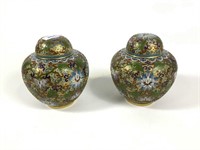 Pr: 6" Cloisonne ginger jars