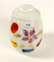 Opaque glass cookier jar, handpainted decoration