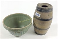 Lot: 2 stoneware pieces; bowl and Other