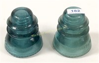 Lot: 2 aqua Hemingray 42 glass insulators
