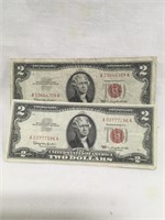 Two 1963 Two Dollar Bills