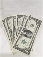 Six 1963 Dollar Bills