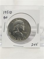 1951D Franklin Half Dollar BU