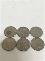Six 1974D Ike Dollars