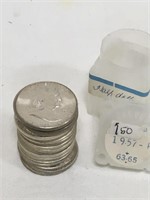 Twenty Unc 1957 Franklin Half Dollars