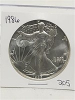 Unc 1986 Silver Walking Liberty Half Dollar