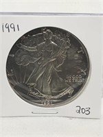 Unc 1991 Silver Walking Liberty Half Dollar
