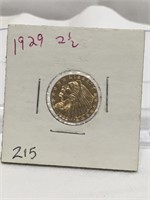 1929 Two and a Half Dollar Gold Coin
