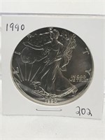 Unc 1990 Silver Walking Liberty Half Dollar