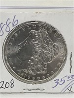 Unc 1886 Morgan Silver Dollar