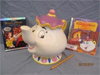 Disney Teapot Cookie Jar, Beauty&Beast DVD & Book
