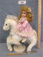 Carousel Horse & Doll  18'' H