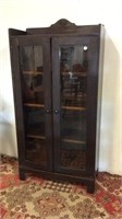 2 DOOR GLASS FRONT CABINET CIRCA 1900