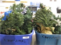 Garland and small 22" Christmas/Evergreen trees