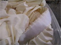 Cream color table clothes, table skirts and clips