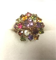 S 4.5 GOLD WIRE RING WITH MULTICOLORED GEMSTONES