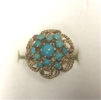 DOME SHAPED TURQUOISE WITH ROPE FILIGREE