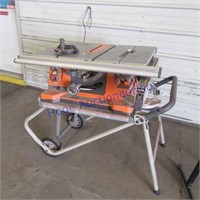 Ridgid 10" table saw on Ridged 2 wheel work stand