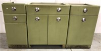 Vintage metal three piece kitchen cabinets