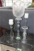 Crystal Candlestick Set With Vase