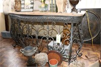 Wood Top Iron Console