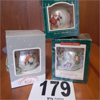 BETSY CLARK GLASS CHRISTMAS ORNAMENTS IN PACKAGES