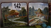 2 CERAMIC RELIEF WALL PLATES MADE IN GERMANY
