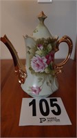 BEAUTIFUL HAND-PAINTED COFFEE POT BY LEFTON 3065